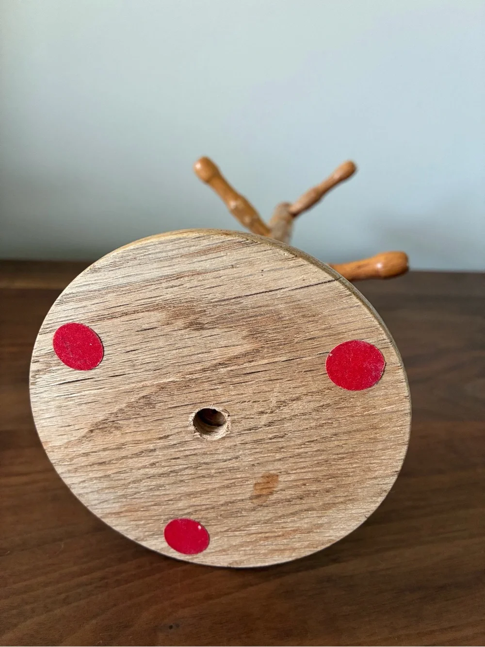 Vintage Solid Wood Mug Tree 6 Hooks Rustic - 14.5